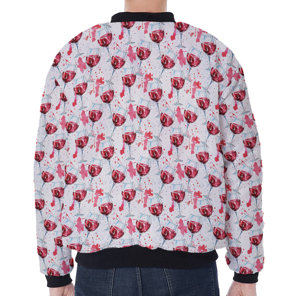 Splash Wine Pattern Print Zip Sleeve Bomber Jacket