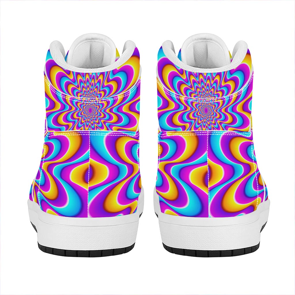 Splashing Colors Moving Optical Illusion High Top Leather Sneakers