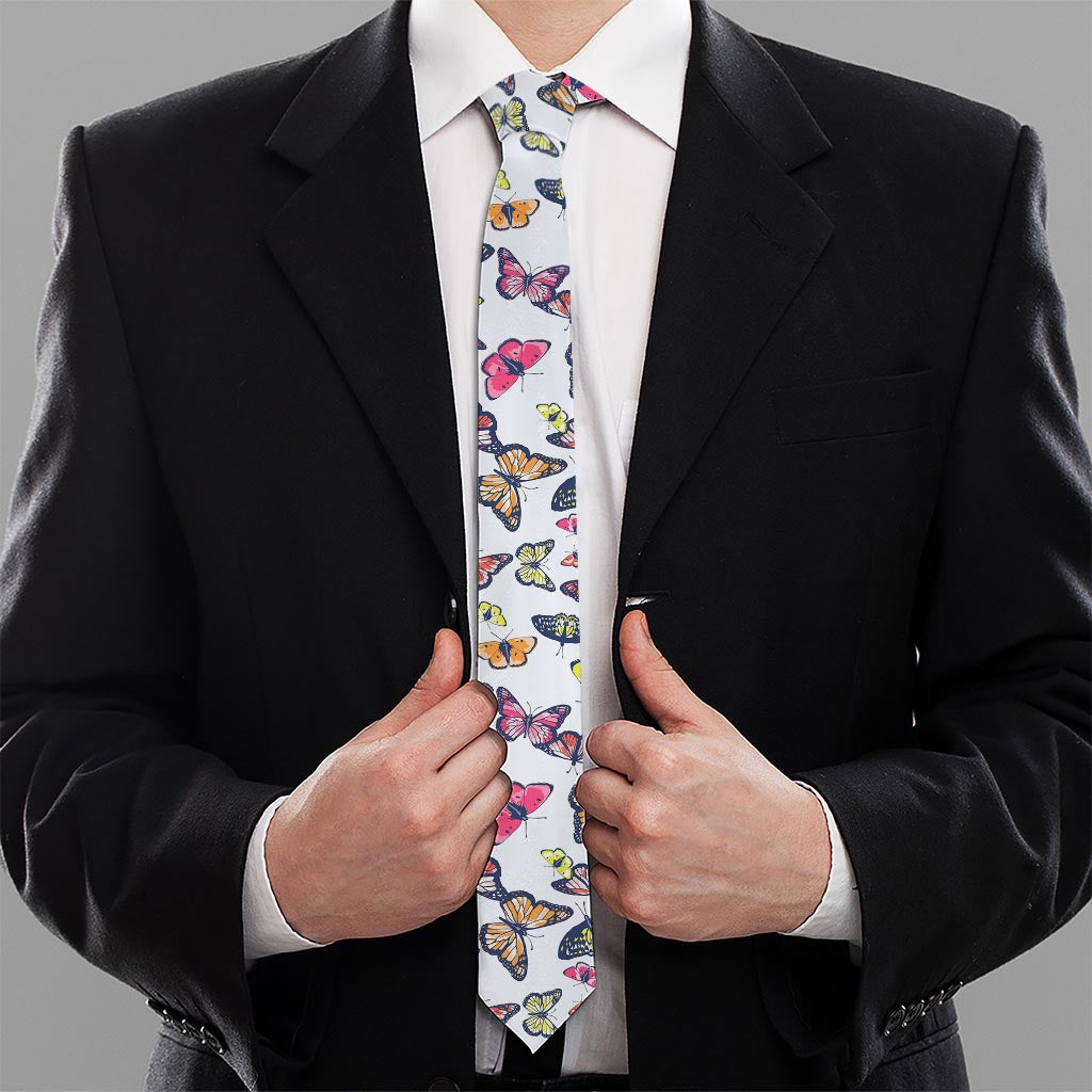 Spring Butterfly Pattern Print Necktie