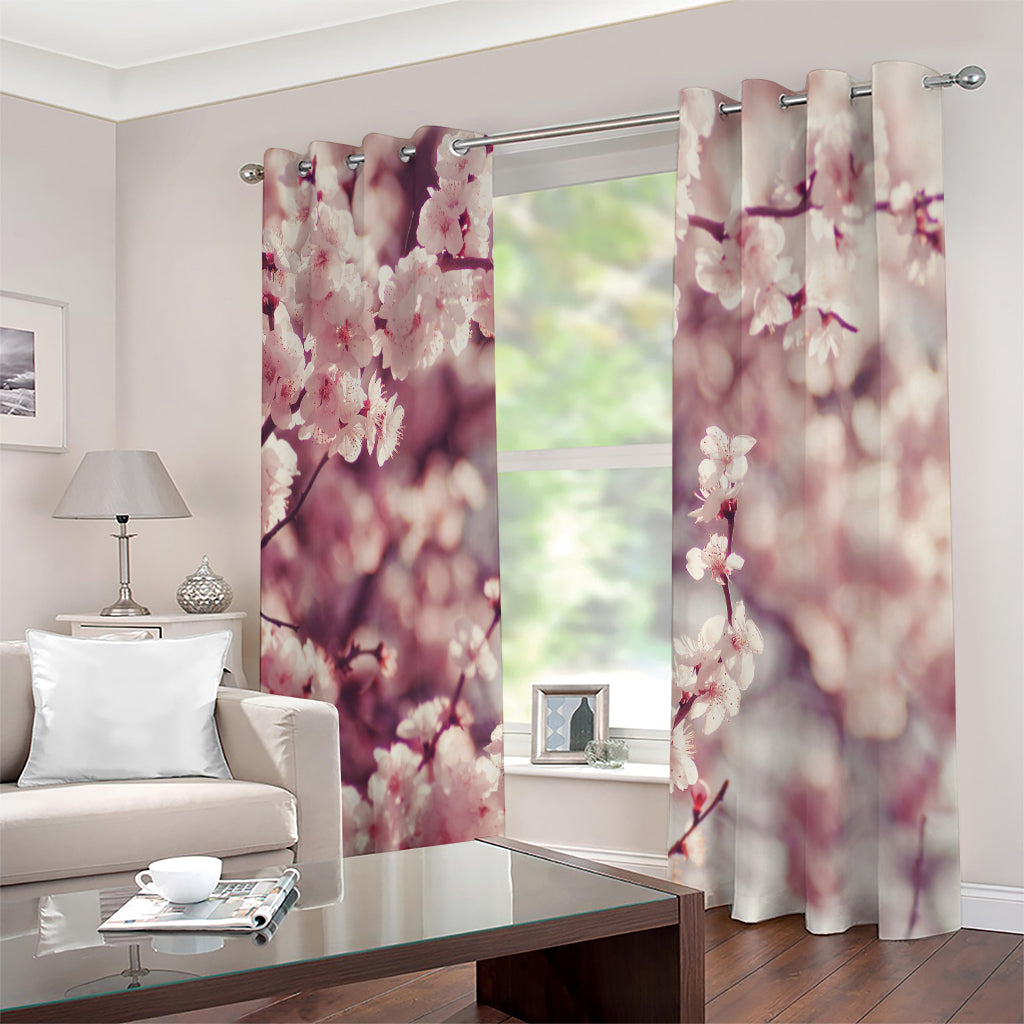 Spring Cherry Blossom Print Extra Wide Grommet Curtains