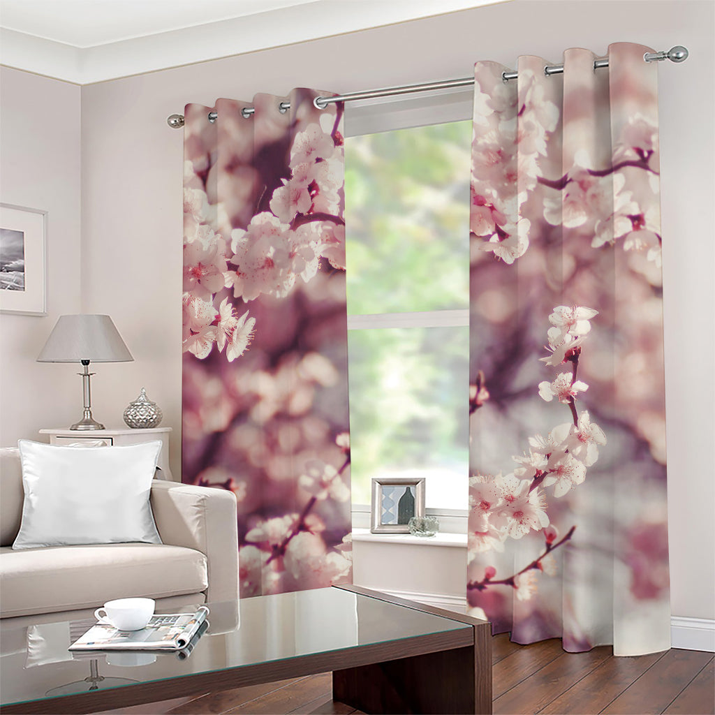Spring Cherry Blossom Print Grommet Curtains