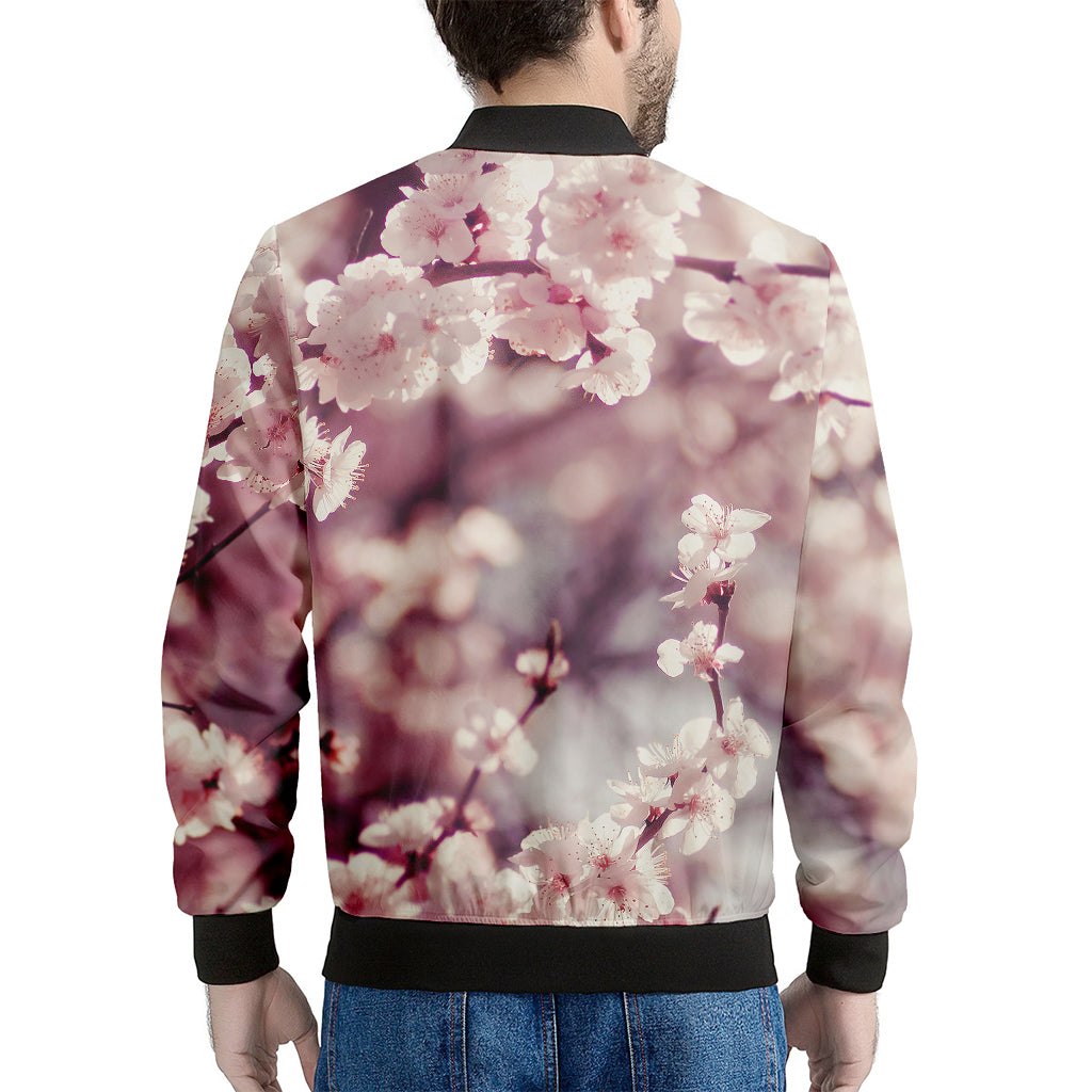 Spring Cherry Blossom Print Men's Bomber Jacket