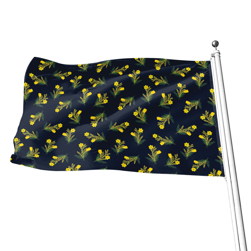 Spring Daffodil Flower Pattern Print Flag