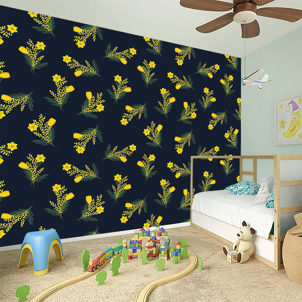 Spring Daffodil Flower Pattern Print Wall Sticker