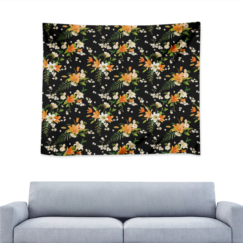 Spring Lily Flowers Pattern Print Tapestry