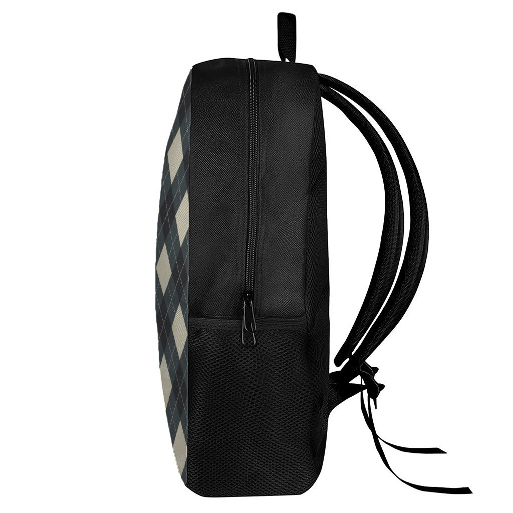 Spruce Blue And Beige Argyle Print 17 Inch Backpack