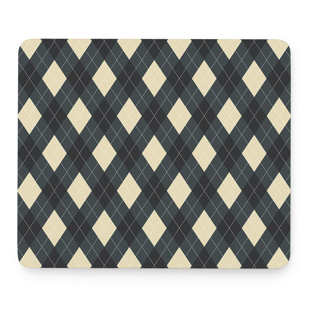 Spruce Blue And Beige Argyle Print Mouse Pad