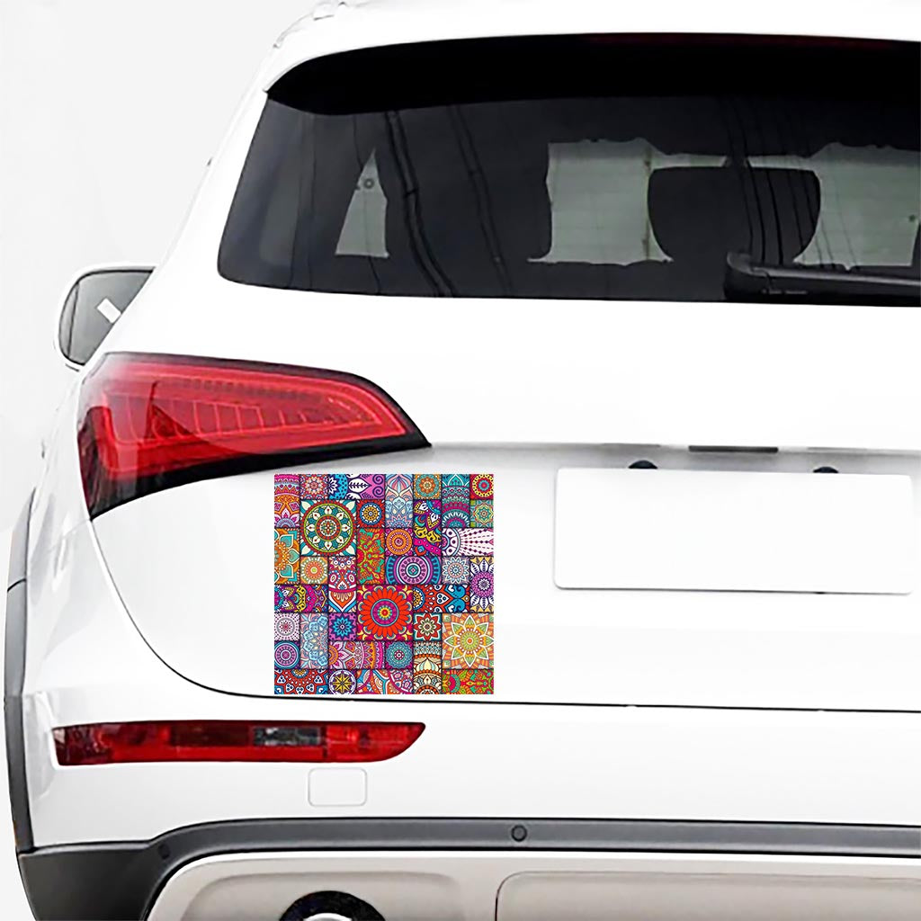 Square Bohemian Mandala Patchwork Print Car Sticker
