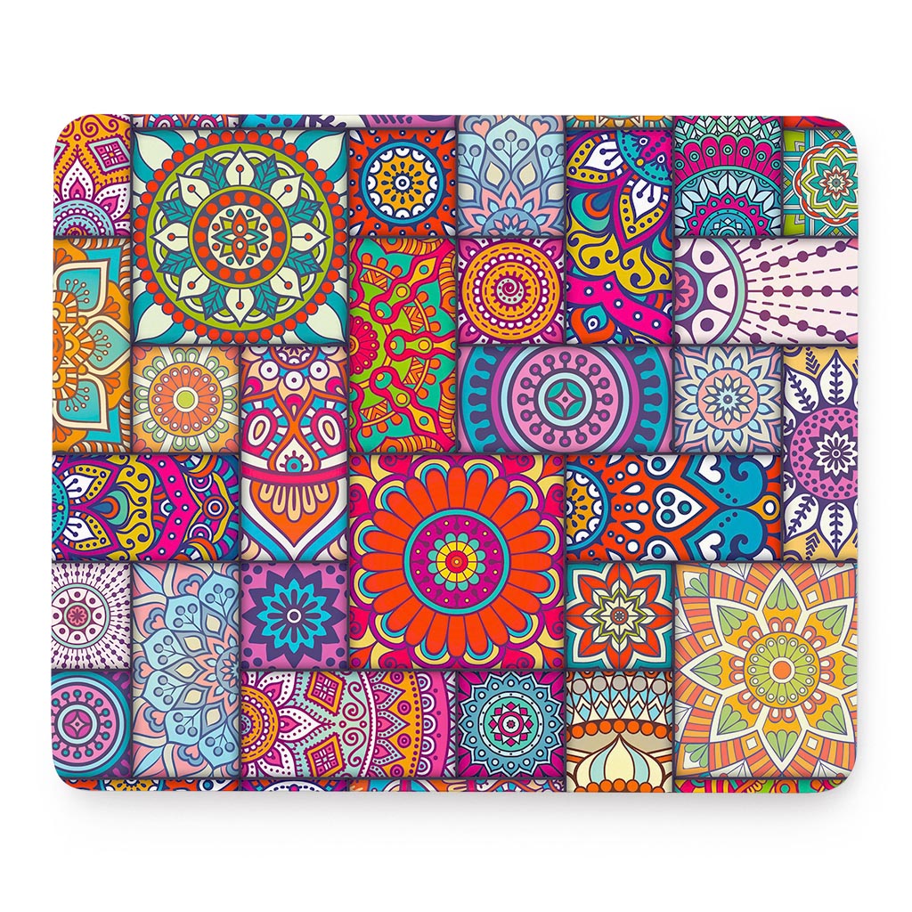 Square Bohemian Mandala Patchwork Print Mouse Pad