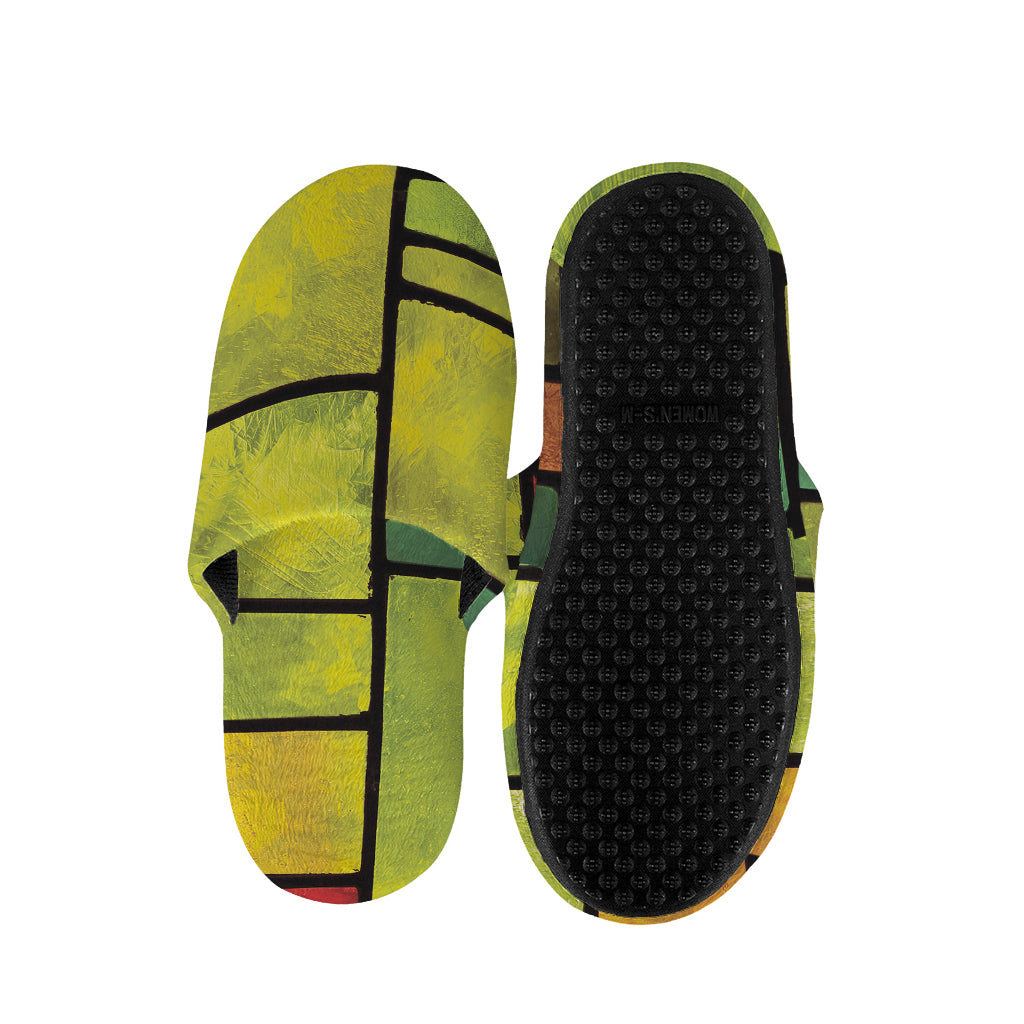 Square Stained Glass Mosaic Print Slippers
