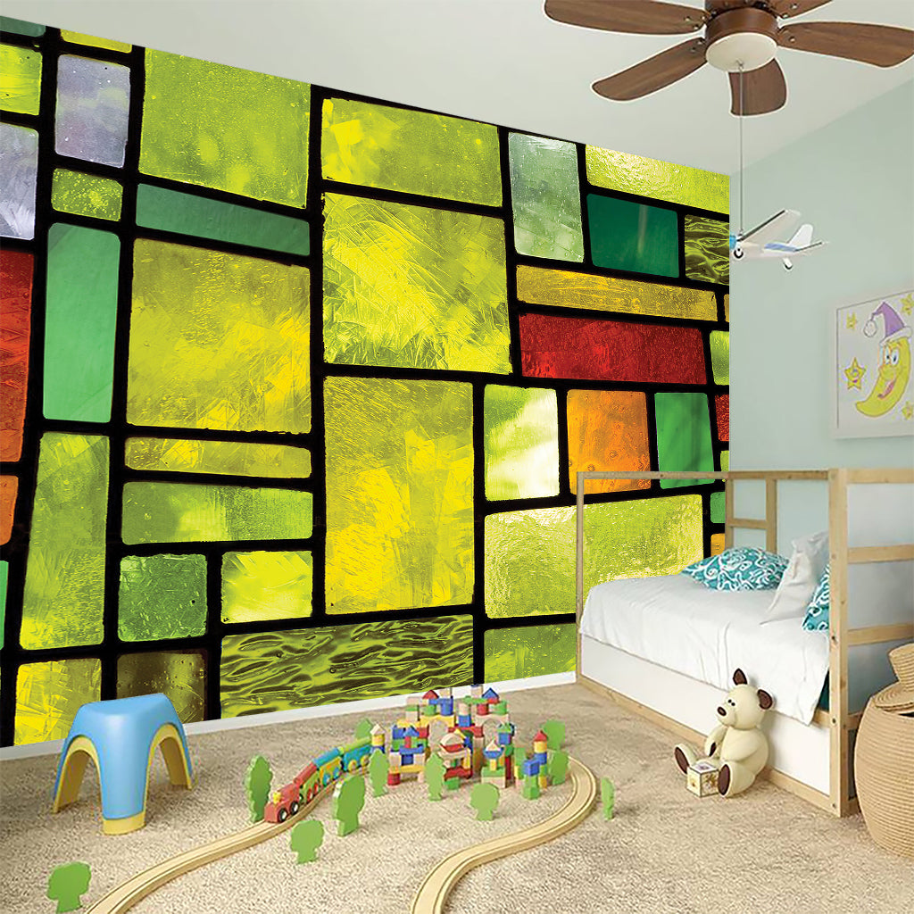 Square Stained Glass Mosaic Print Wall Sticker