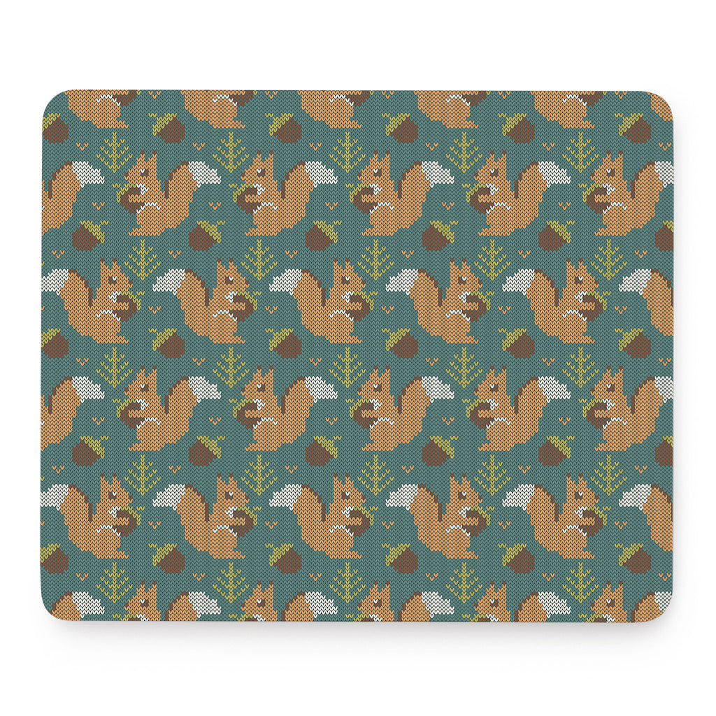 Squirrel Knitted Pattern Print Mouse Pad
