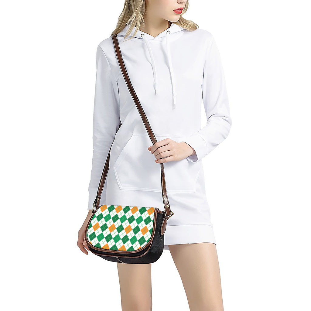 St Patrick's Day Argyle Pattern Print Saddle Bag