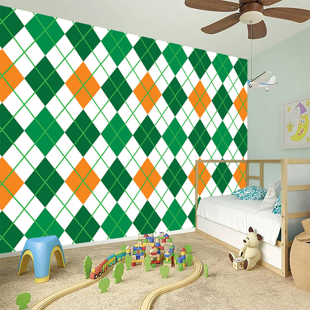 St Patrick's Day Argyle Pattern Print Wall Sticker