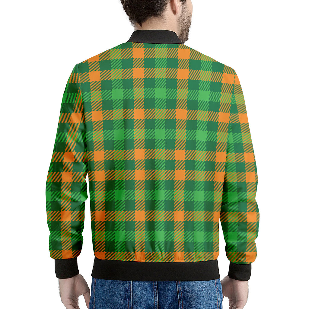 St. Patrick's Day Buffalo Check Print Men's Bomber Jacket