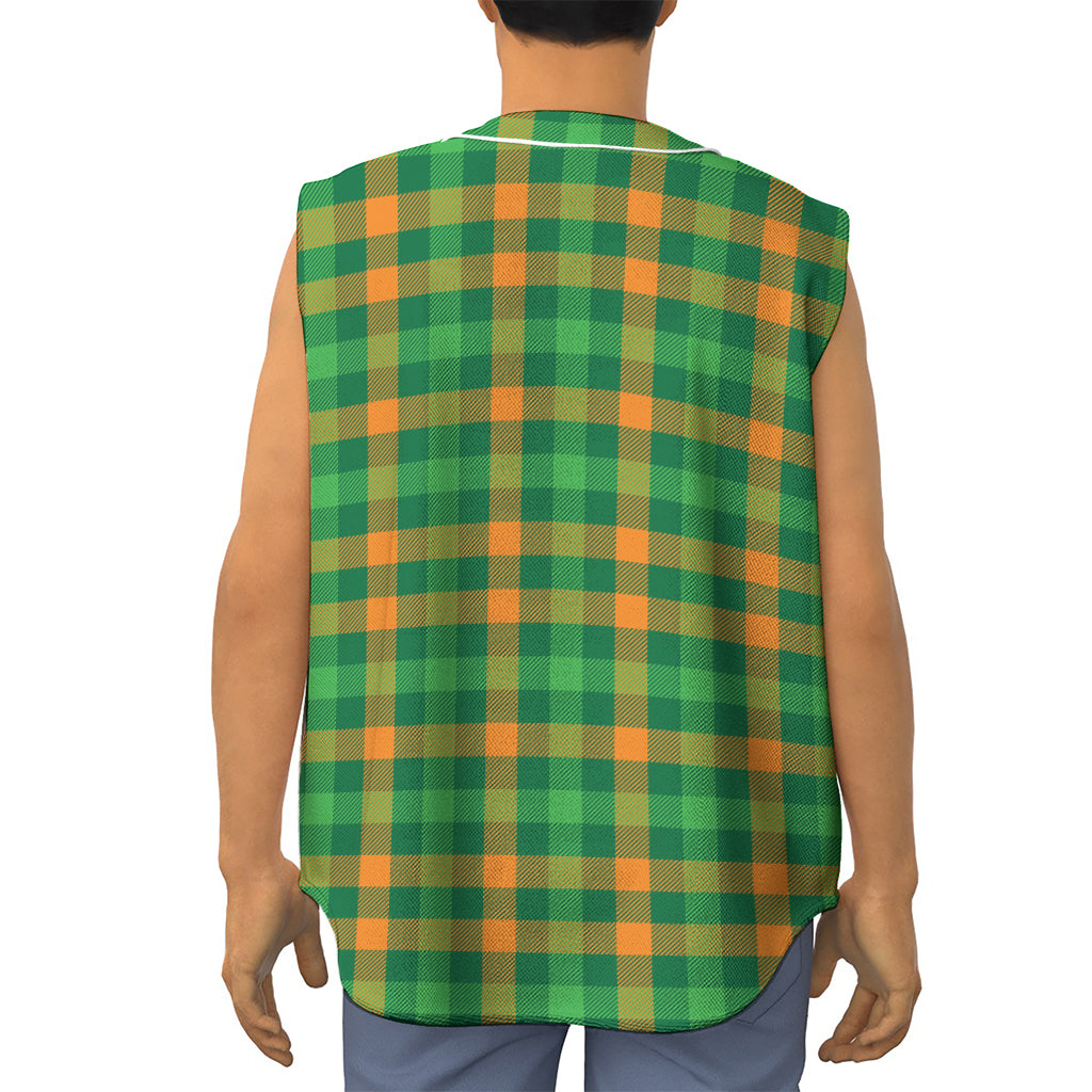 St. Patrick's Day Buffalo Check Print Sleeveless Baseball Jersey