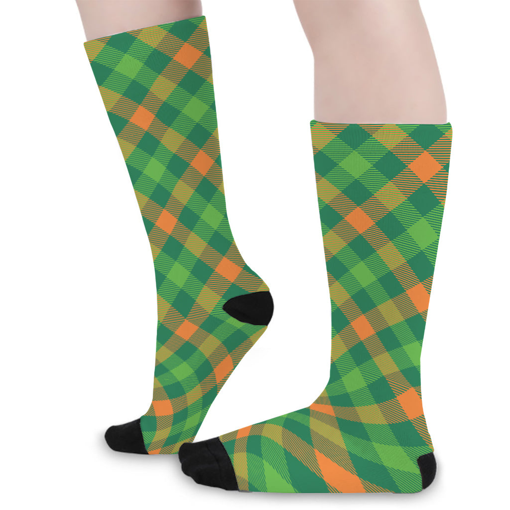 St. Patrick's Day Buffalo Pattern Print Long Socks