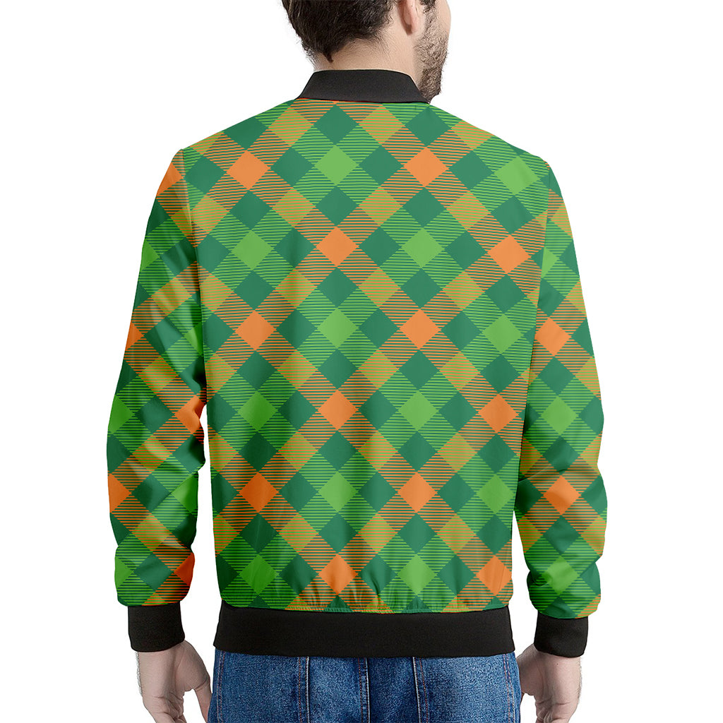 St. Patrick's Day Buffalo Pattern Print Men's Bomber Jacket