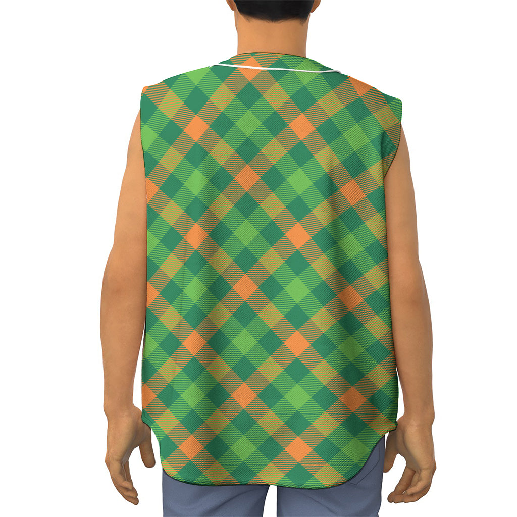 St. Patrick's Day Buffalo Pattern Print Sleeveless Baseball Jersey