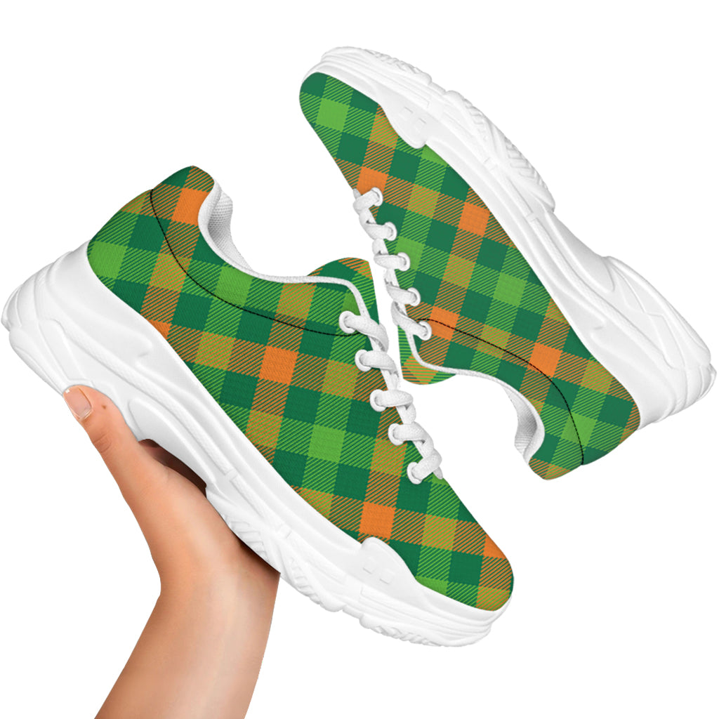 St. Patrick's Day Buffalo Pattern Print White Chunky Shoes