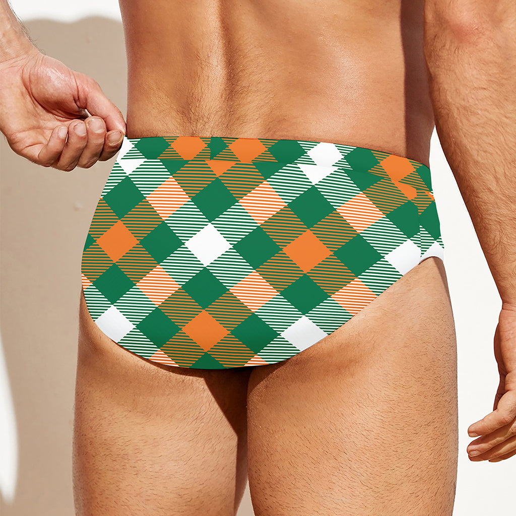 St. Patrick's Day Plaid Pattern Print Men's Swim Briefs