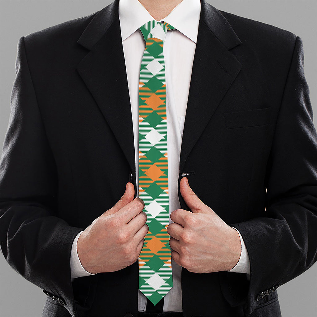 St. Patrick's Day Plaid Pattern Print Necktie