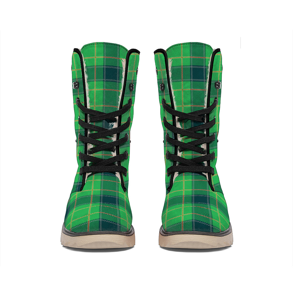 St. Patrick's Day Scottish Plaid Print Winter Boots