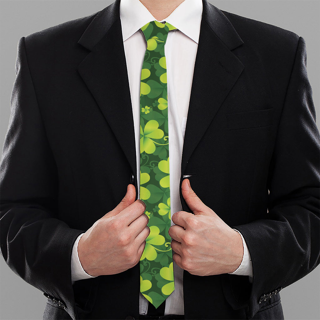 St. Patrick's Day Shamrock Pattern Print Necktie