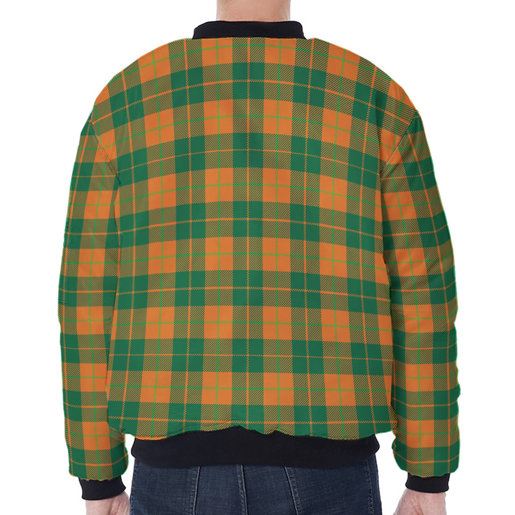 St. Patrick's Day Stewart Plaid Print Zip Sleeve Bomber Jacket