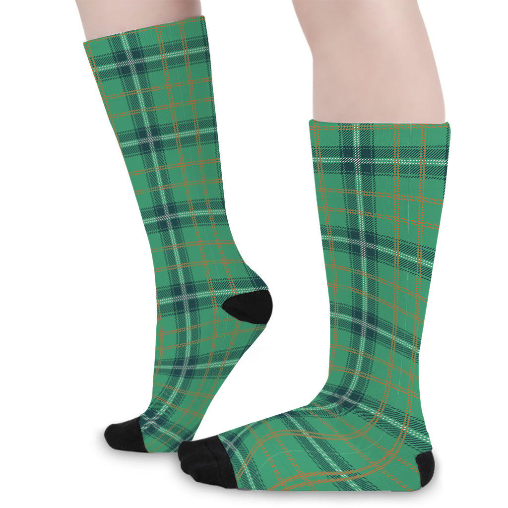 St. Patrick's Day Tartan Pattern Print Long Socks
