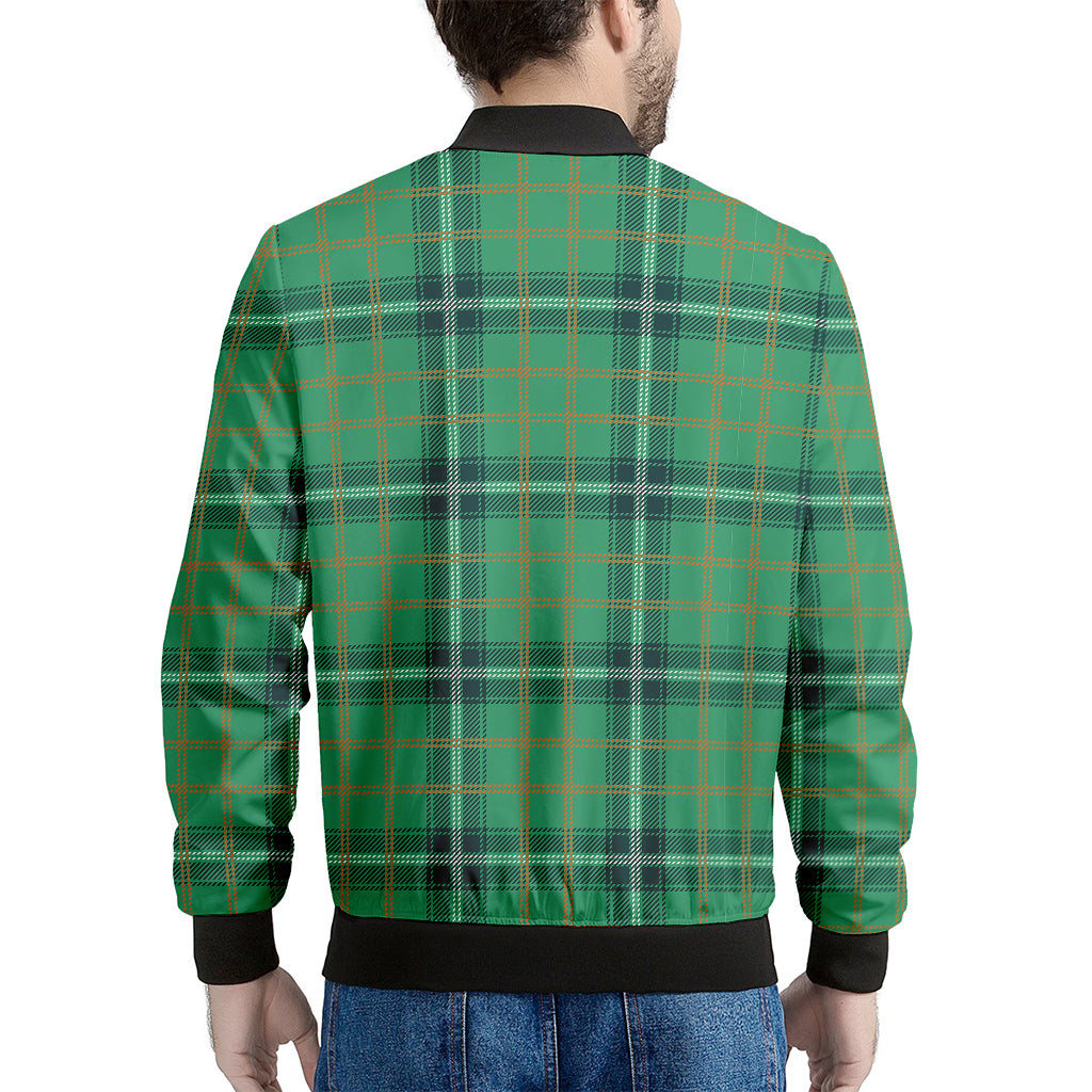 St. Patrick's Day Tartan Pattern Print Men's Bomber Jacket