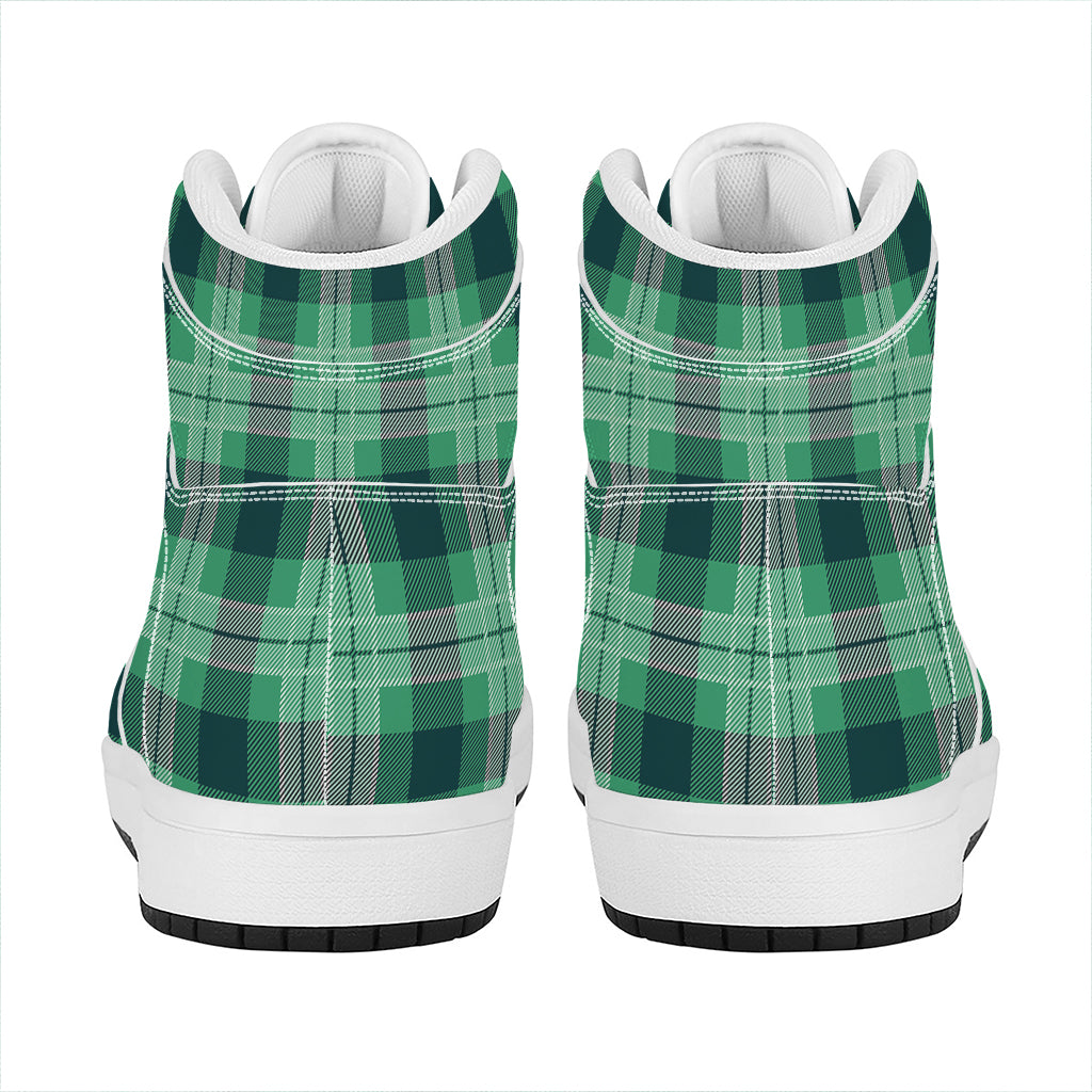 St. Patrick's Day Tartan Print High Top Leather Sneakers