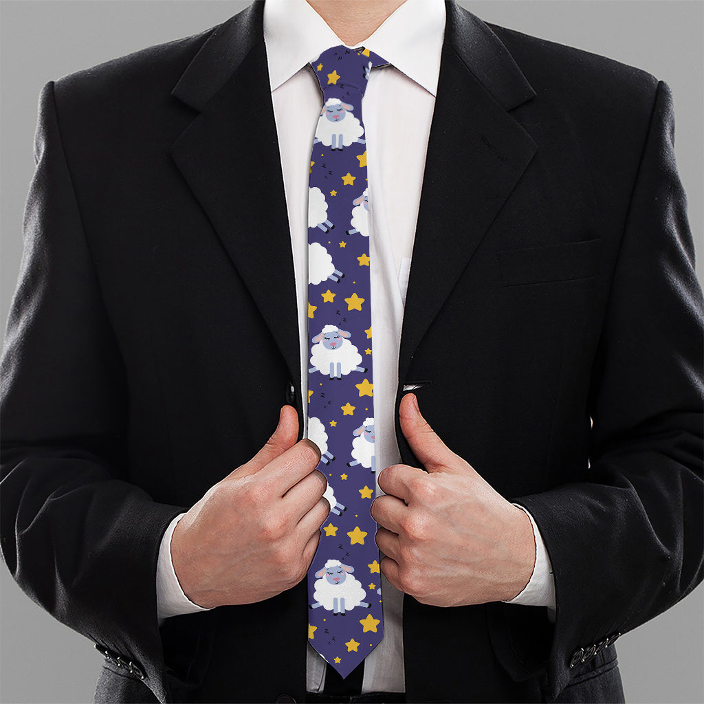 Star And Sheep Pattern Print Necktie