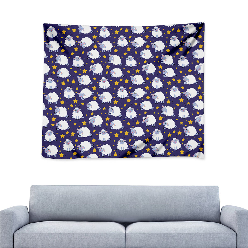Star And Sheep Pattern Print Tapestry