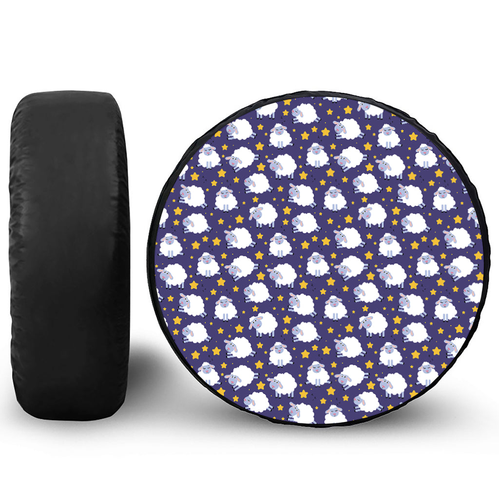Star And Sheep Pattern Print Tire Cover