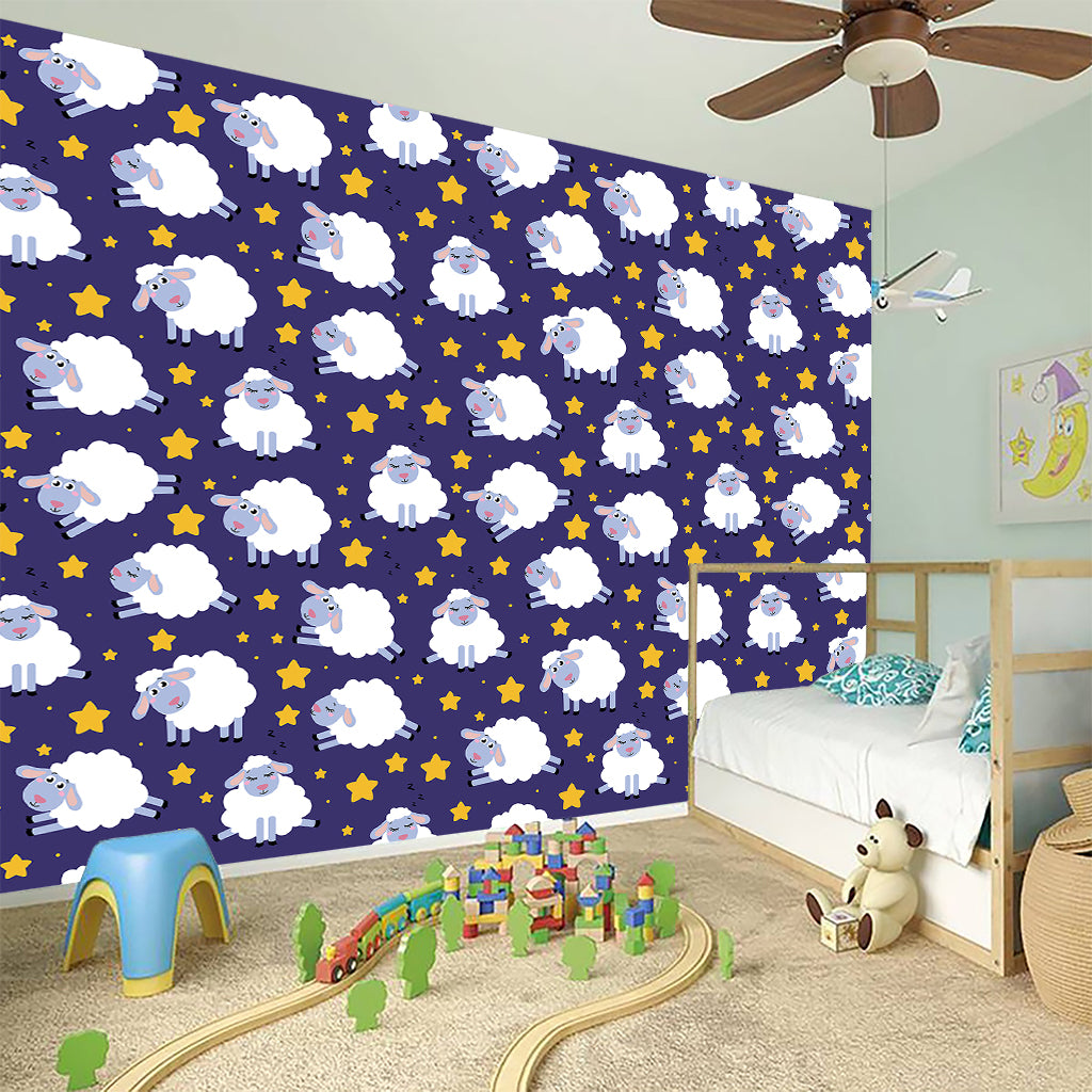 Star And Sheep Pattern Print Wall Sticker