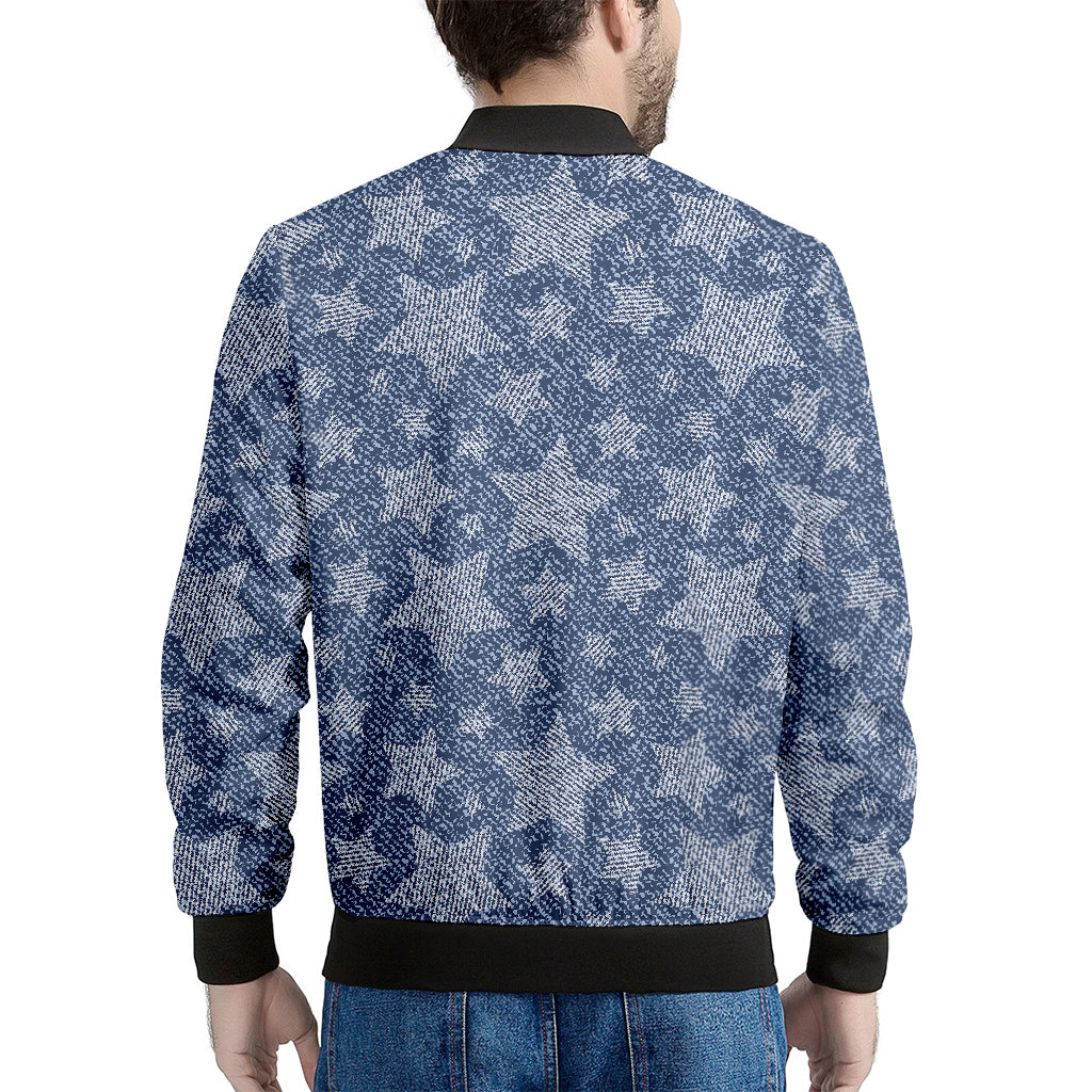 Star Denim Jeans Pattern Print Men's Bomber Jacket