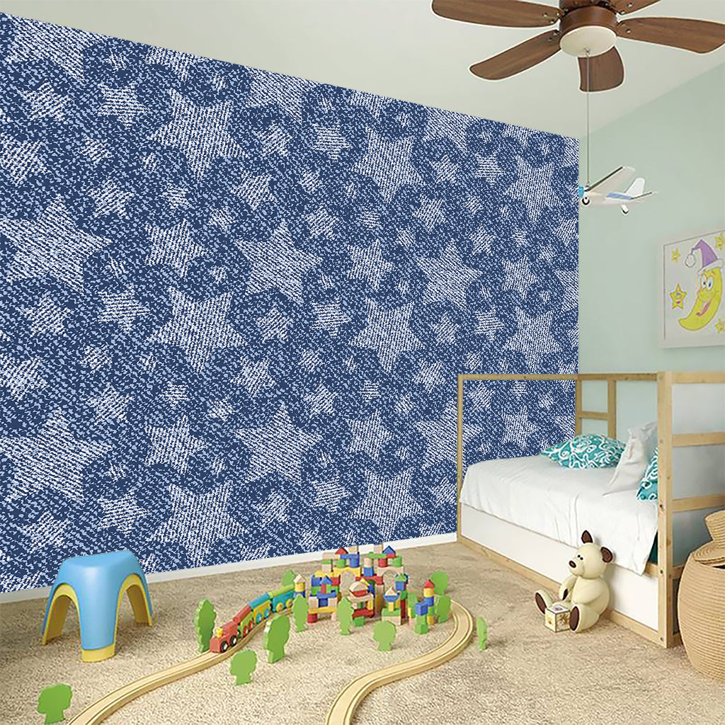 Star Denim Jeans Pattern Print Wall Sticker