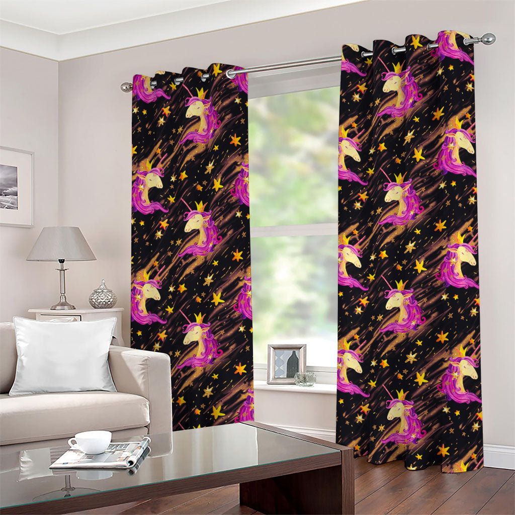Star Fairy Unicorn Pattern Print Grommet Curtains
