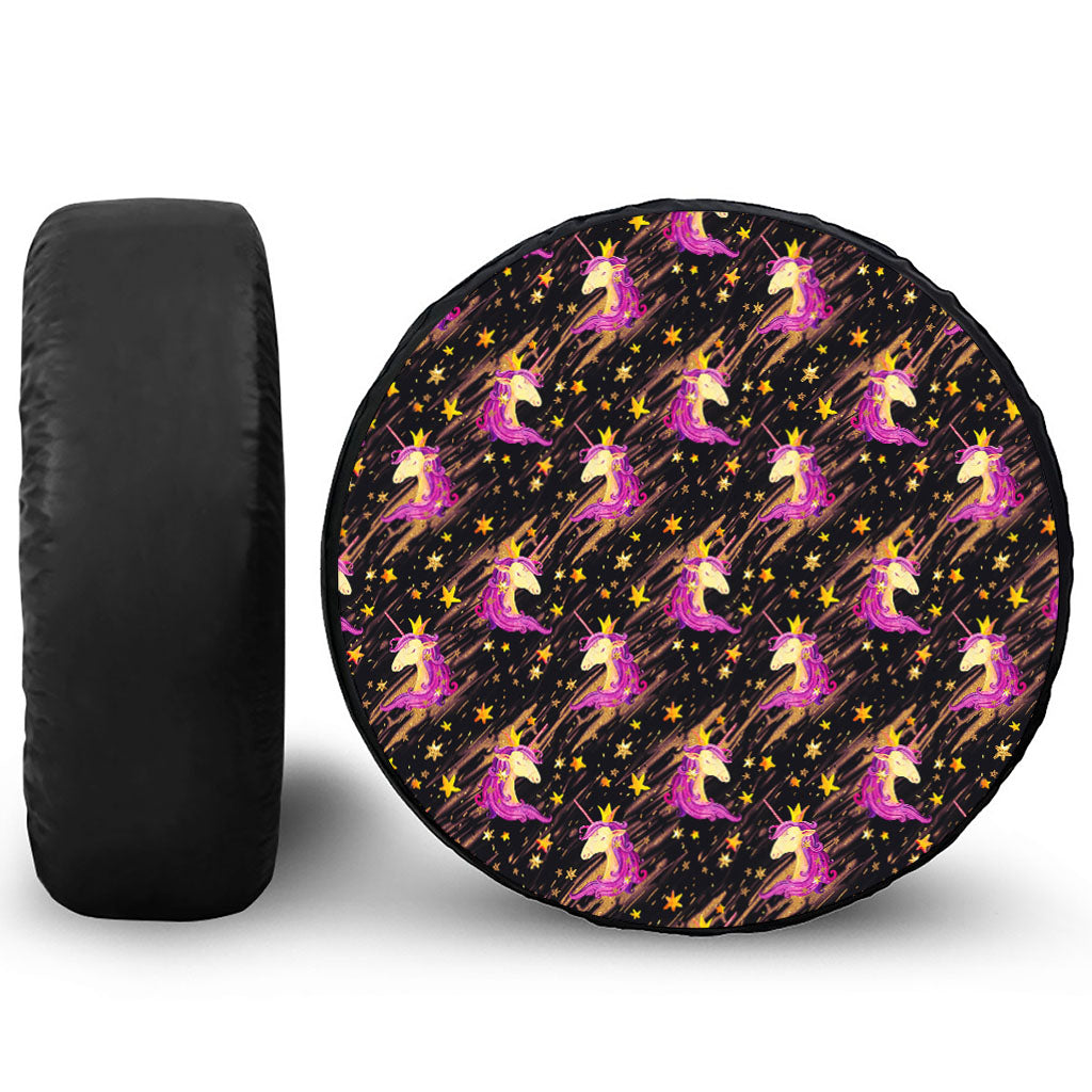 Star Fairy Unicorn Pattern Print Leather Spare Tire Cover