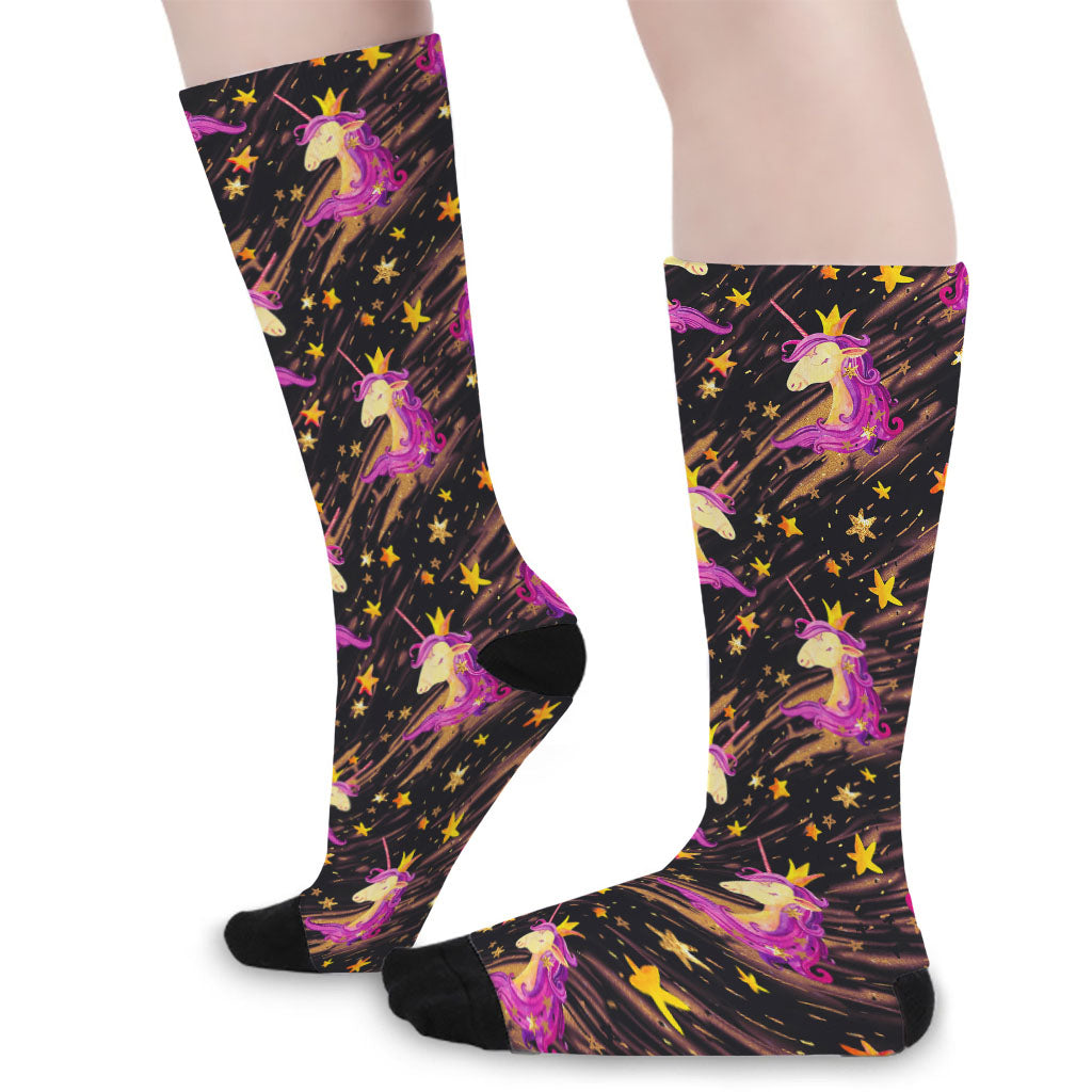 Star Fairy Unicorn Pattern Print Long Socks