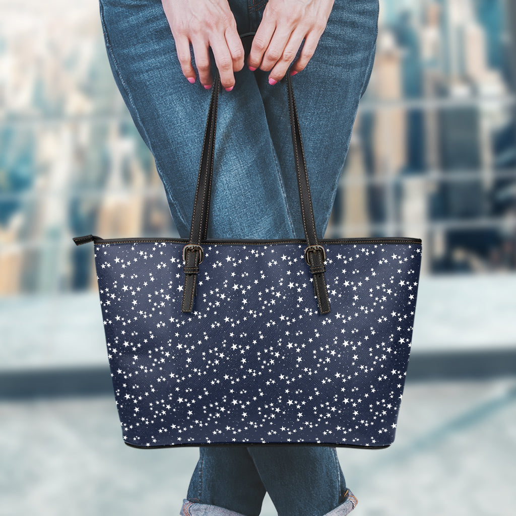Star Sky Pattern Print Leather Tote Bag