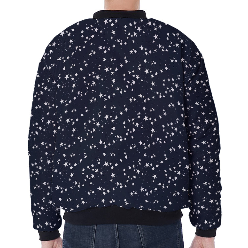 Star Sky Pattern Print Zip Sleeve Bomber Jacket