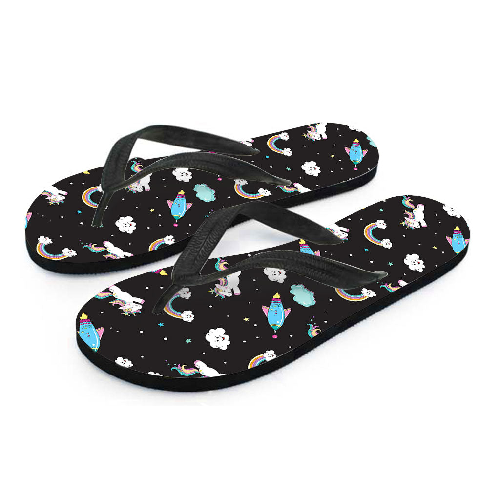 Star Space Unicorn Pattern Print Flip Flops