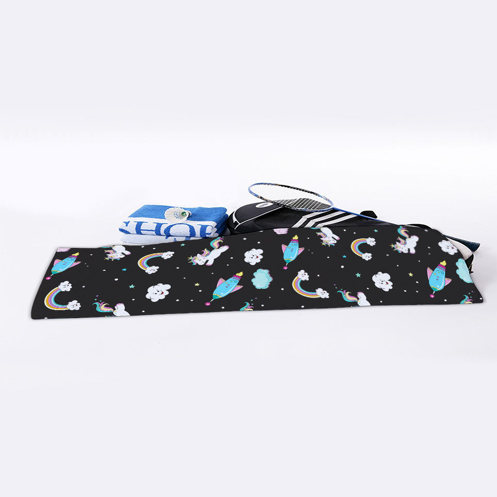 Star Space Unicorn Pattern Print Sports Towel