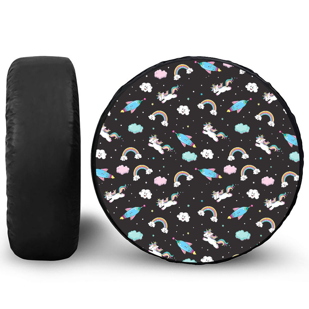 Star Space Unicorn Pattern Print Tire Cover