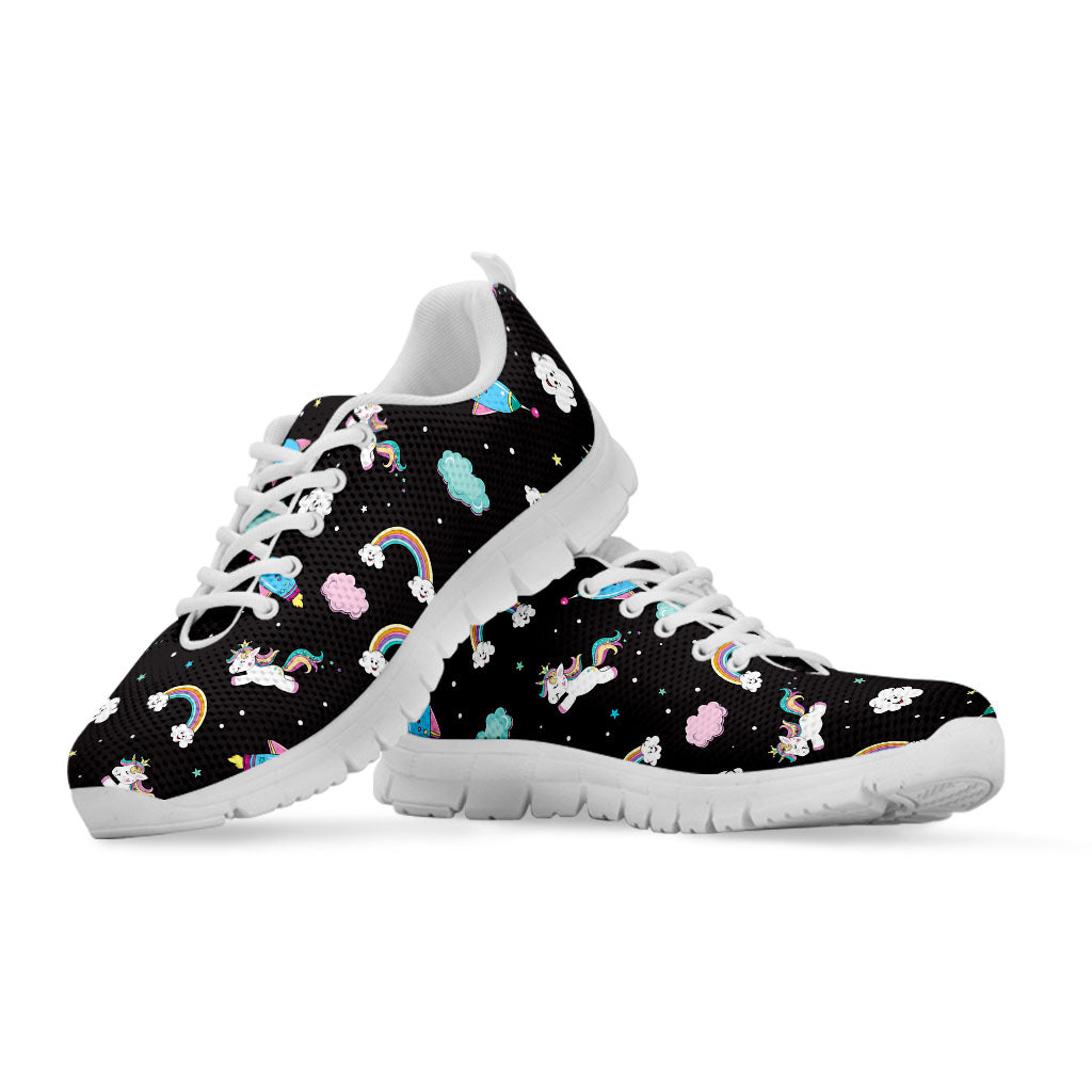 Star Space Unicorn Pattern Print White Running Shoes