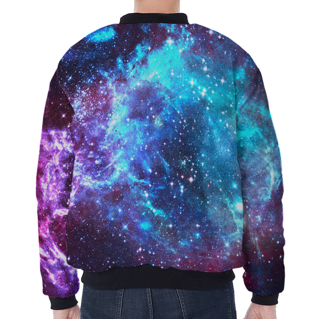 Starfield Nebula Galaxy Space Print Zip Sleeve Bomber Jacket