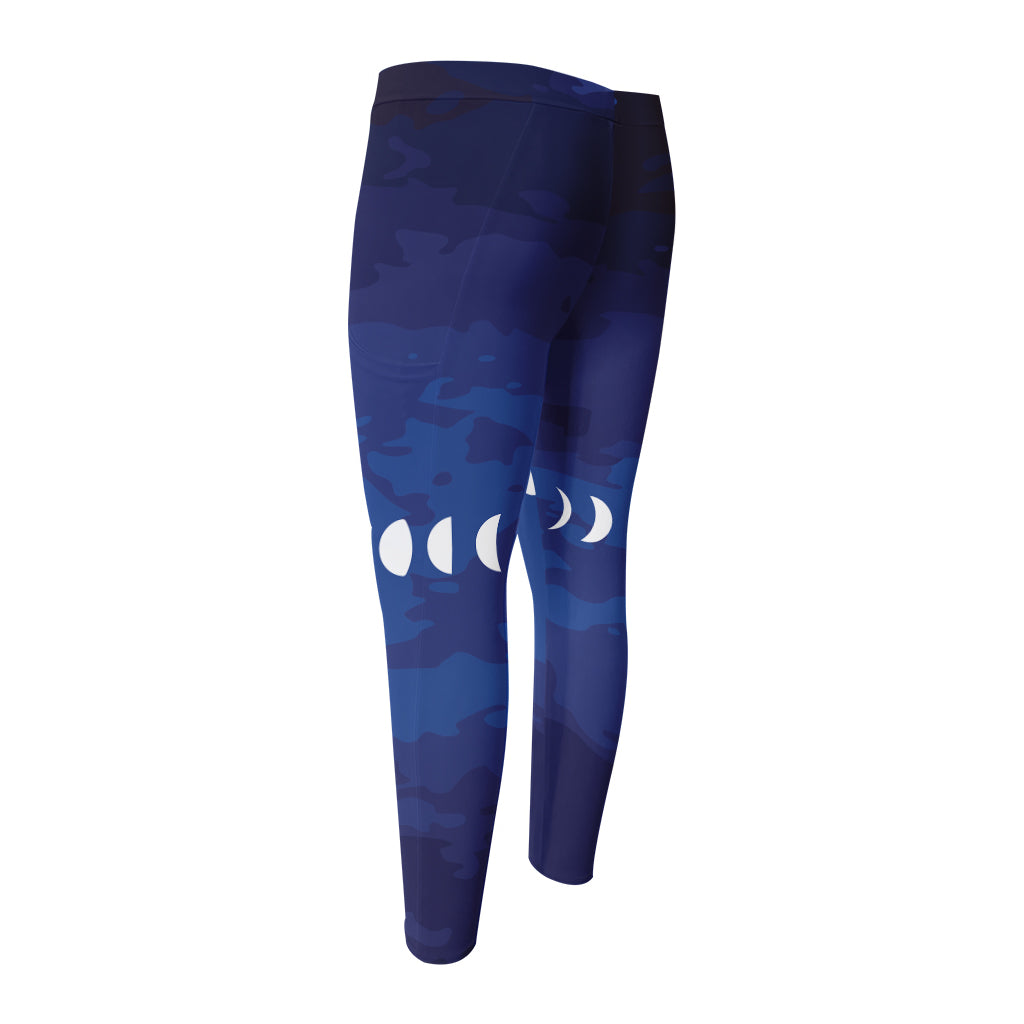 Starry Sky Lunar Phase Print Men's Compression Pants