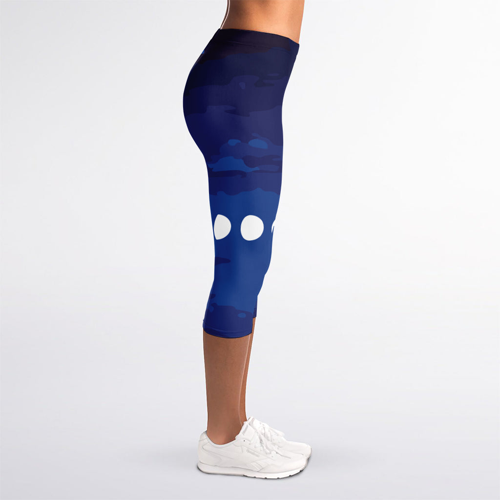 Starry Sky Lunar Phase Print Women's Capri Leggings